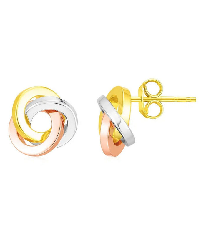 14k Tri Color Gold Love Knot Earrings