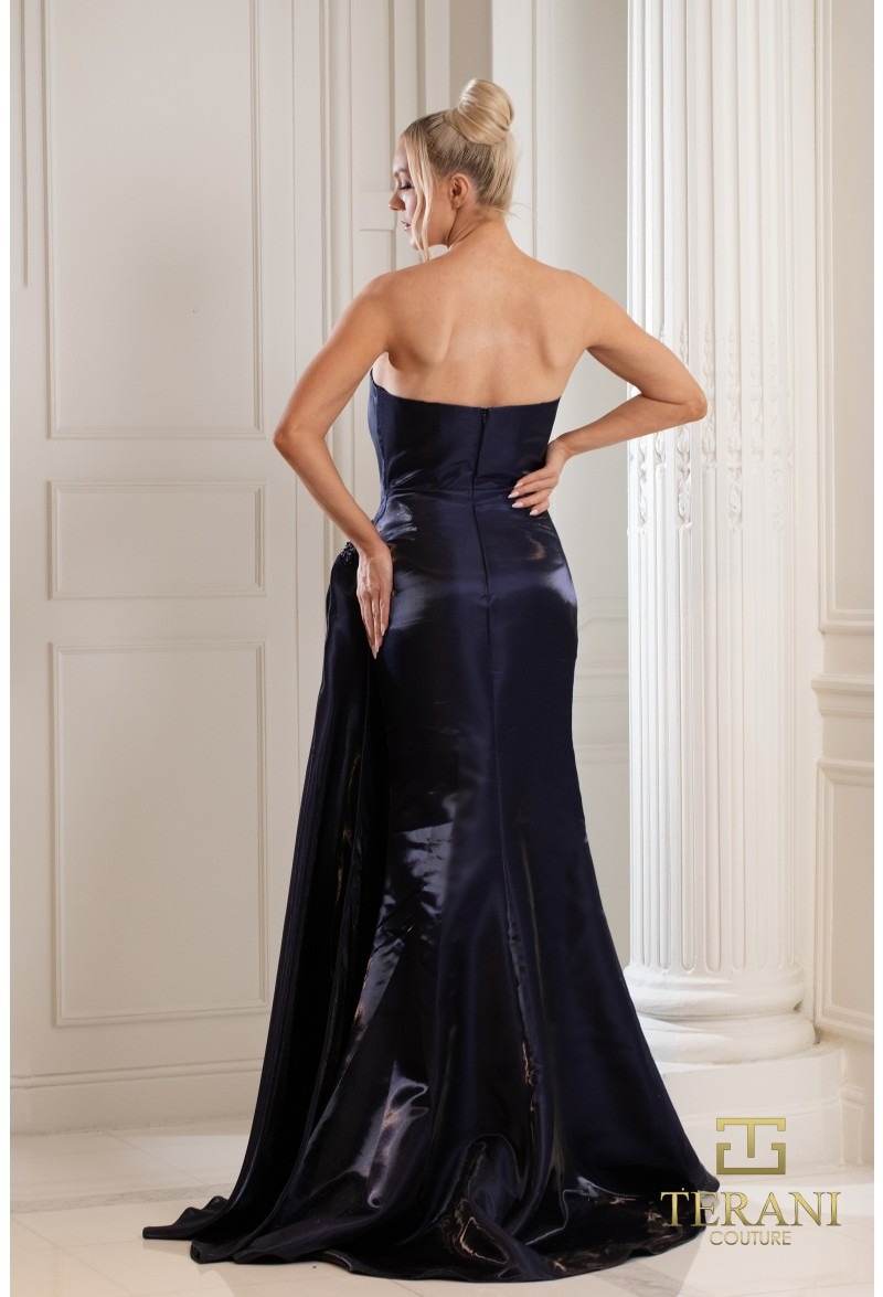 Satin One-Shoulder Gown With Sculpted Side Ruffle - Image 7