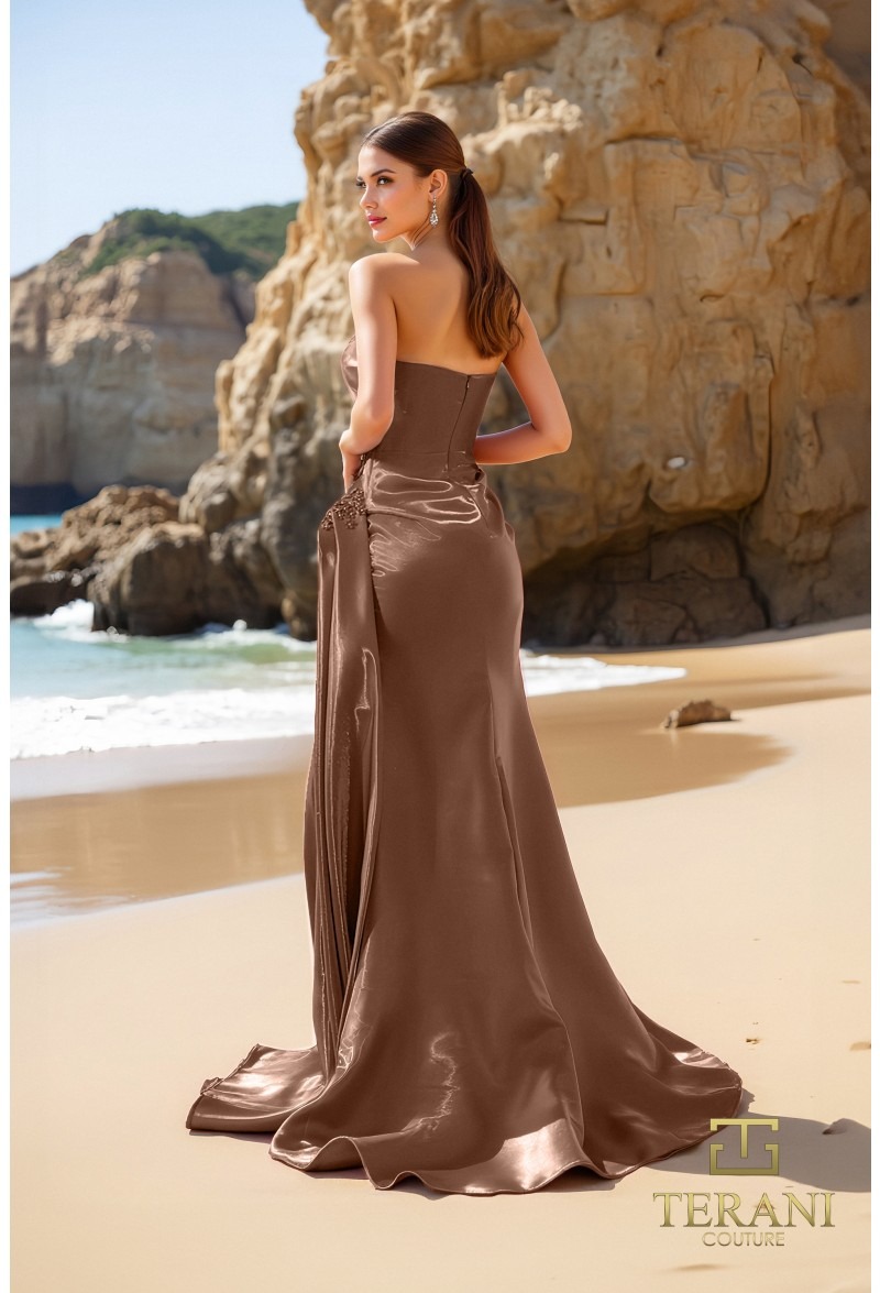 Satin One-Shoulder Gown With Sculpted Side Ruffle - Image 2