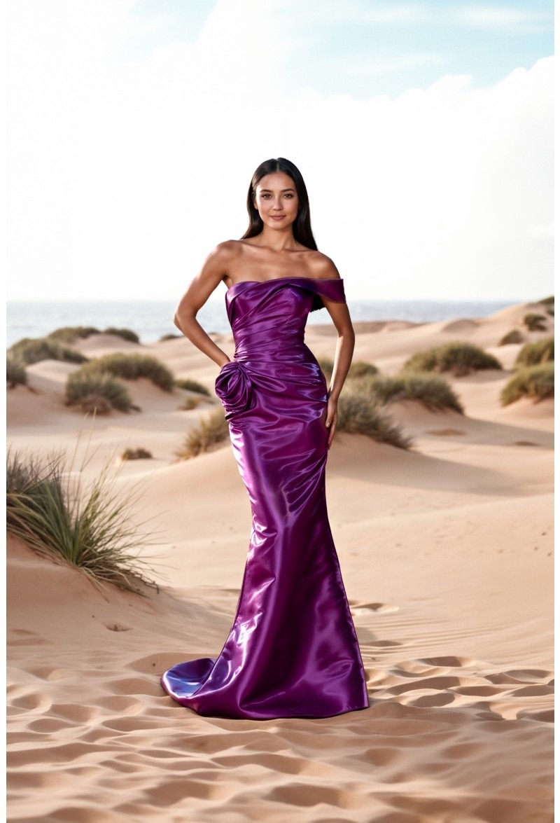 Embellished One-Shoulder Gown With Draped Side Panel - Image 4