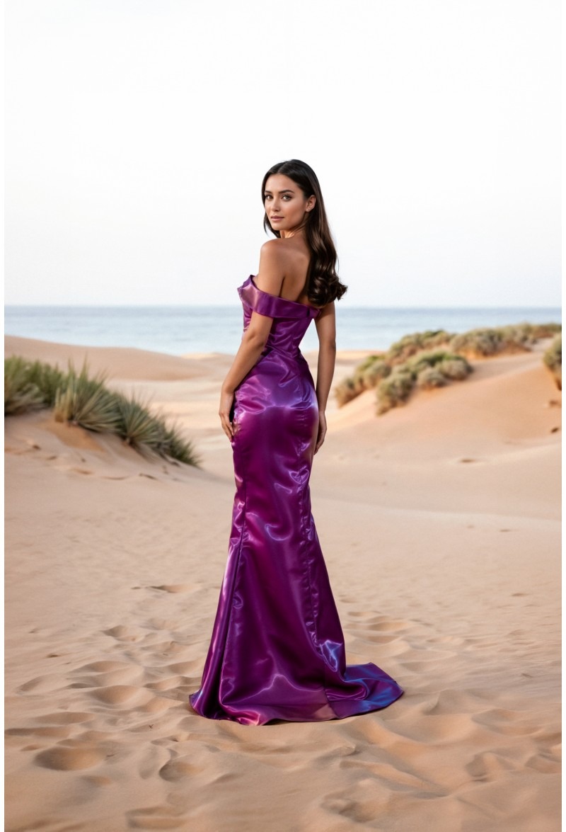 Embellished One-Shoulder Gown With Draped Side Panel - Image 3