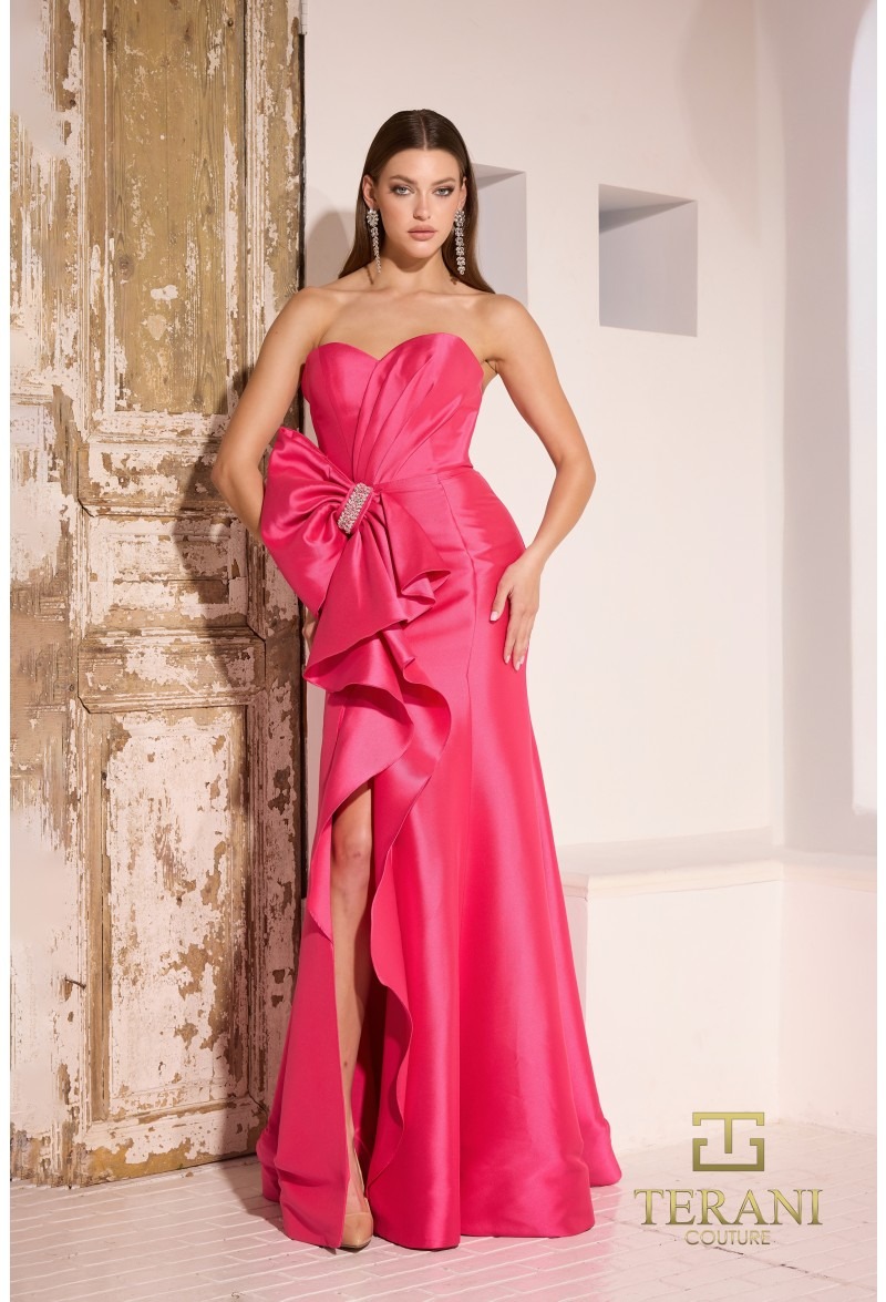 Sequined Strapless Mermaid Gown With Detachable Overskirt