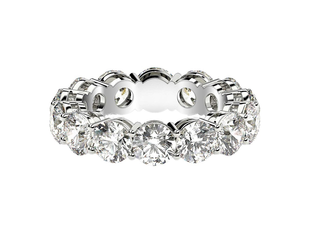 Round Cut Lab Grown Diamond Eternity Ring in 14k White Gold (6 cttw FG/VS2) - Image 4