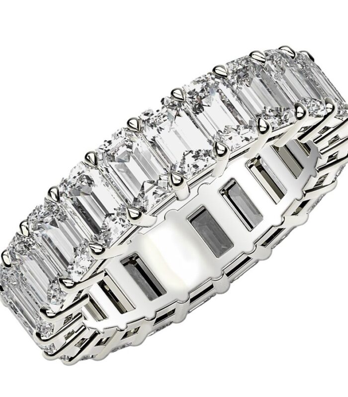 Emerald Cut Lab Grown Diamond Eternity Ring in 14k White Gold (6 cttw FG/VS2)