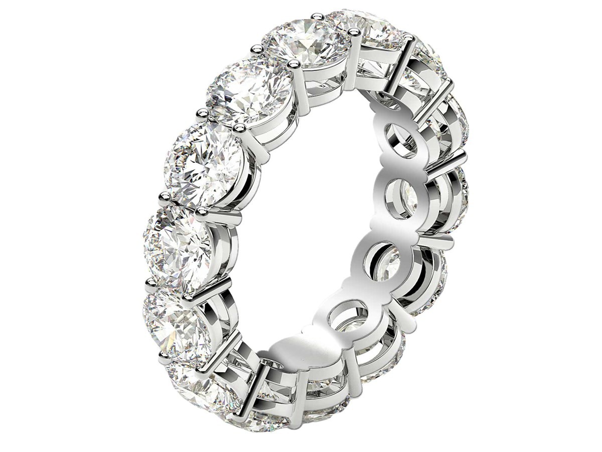 Round Cut Lab Grown Diamond Eternity Ring in 14k White Gold (6 cttw FG/VS2) - Image 2