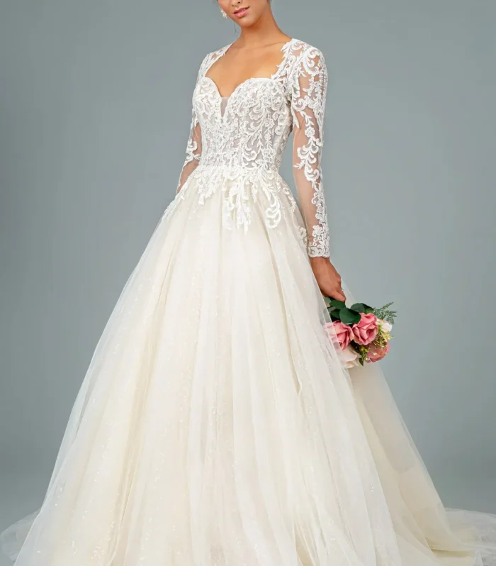 Illusion V-Neck Wedding Gown