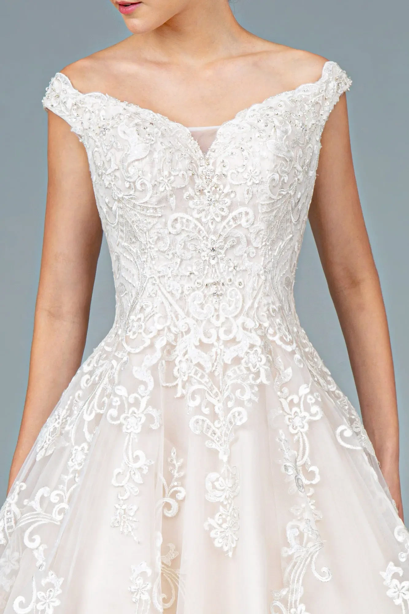 Broidery Embellished A-Line Wedding Gown - Image 3