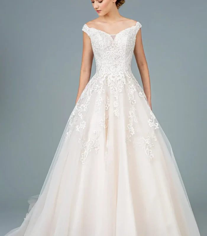 Broidery Embellished A-Line Wedding Gown