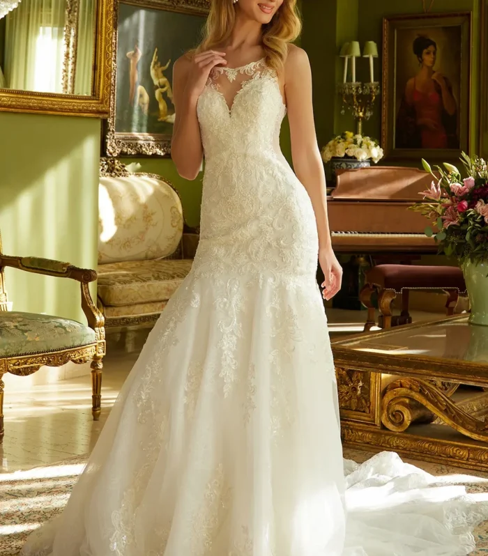 Illusion Silhouette Mermaid Wedding Gown