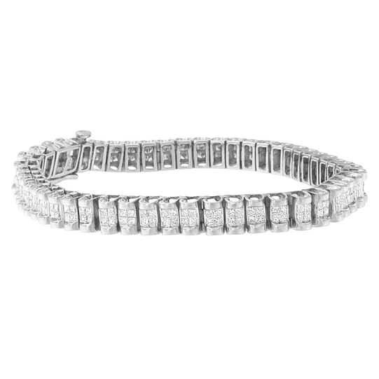14K White Gold 3.0 Cttw Princess-Cut Diamond Bracelet
