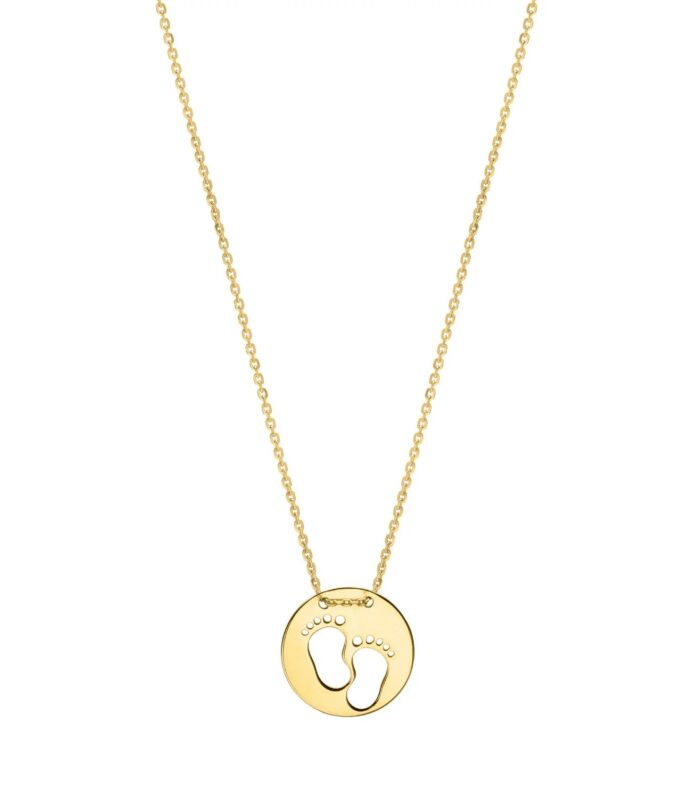 Baby Footprints Necklace in 10K Yellow Gold