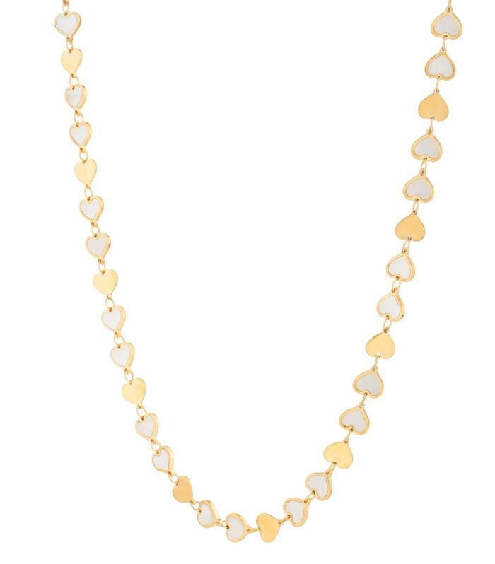 14k Yellow Gold Gem Heart Mirror Necklace