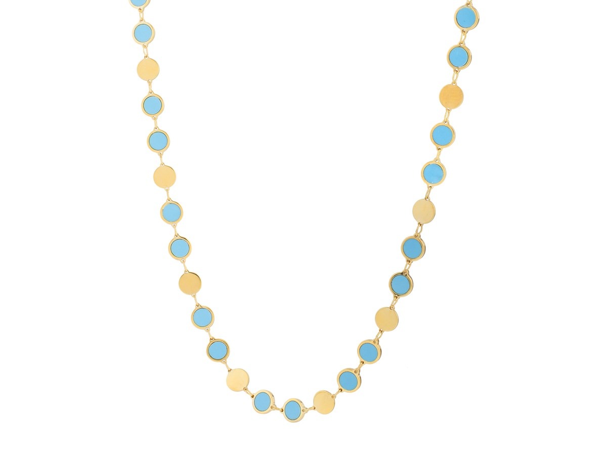 Turquoise Composite Gem Necklace 14k Gold