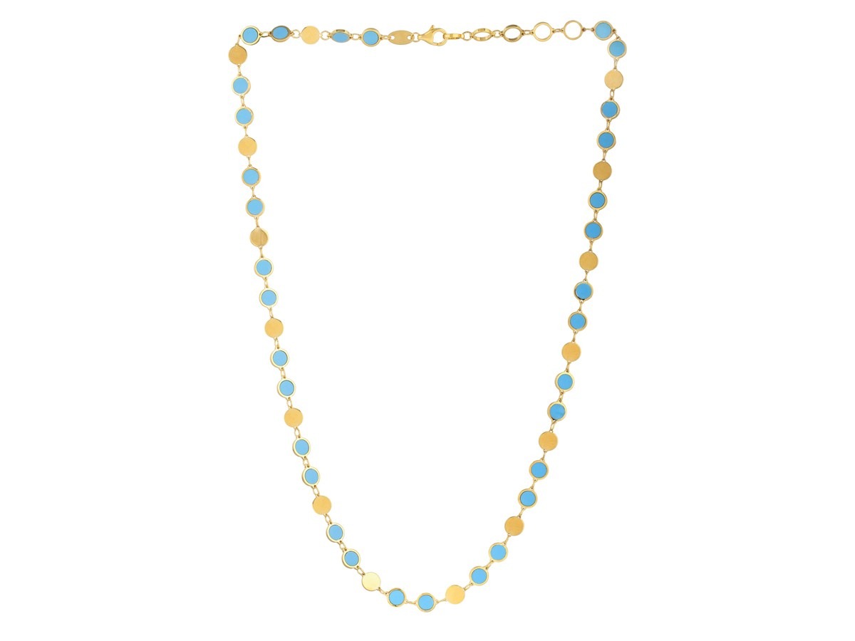 Turquoise Composite Gem Necklace 14k Gold - Image 2