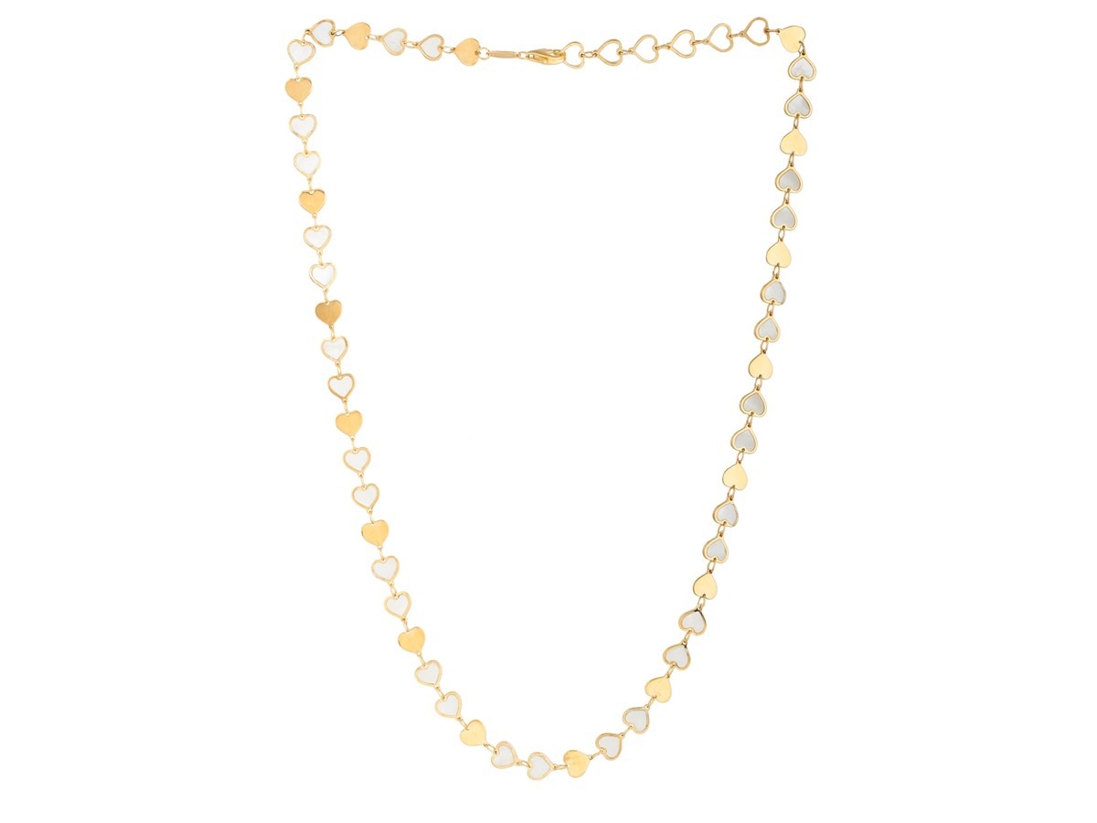 14k Yellow Gold Gem Heart Mirror Necklace - Image 2