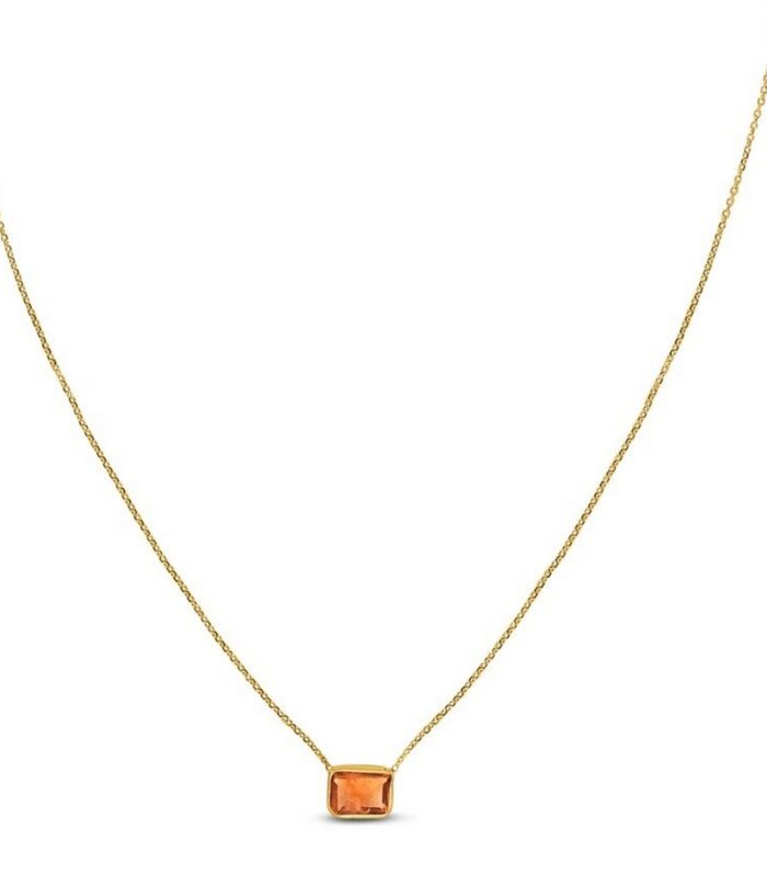 14k Yellow Gold Emerald Cut Citrine Necklace