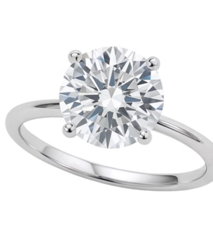 3 Carat Round Lab Grown IGI G/VS1 Diamond Solitaire Ring in 14K White Gold