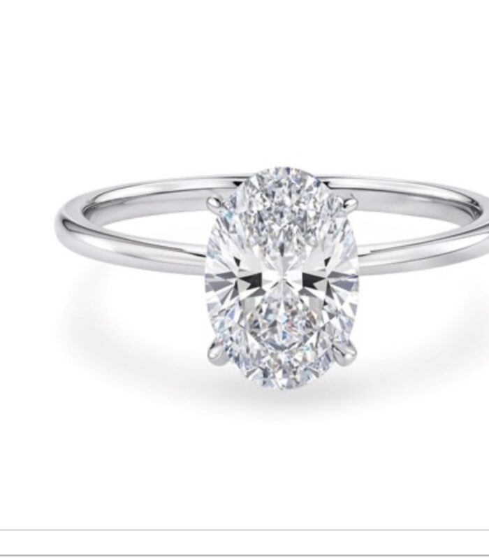 1 1/2 Carat Oval Lab Grown IGI G/VS1 Diamond Solitaire Ring in 14K White Gold