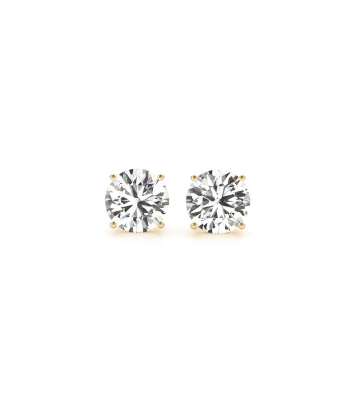 1 1/2 cttw Certified IGI Lab Grown Round Diamond Stud Earrings 14k Yellow Gold (G/VS2)
