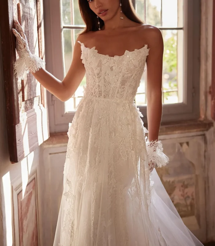 Elan U‑Neck Fully Embellished Floor Length Wedding Gown