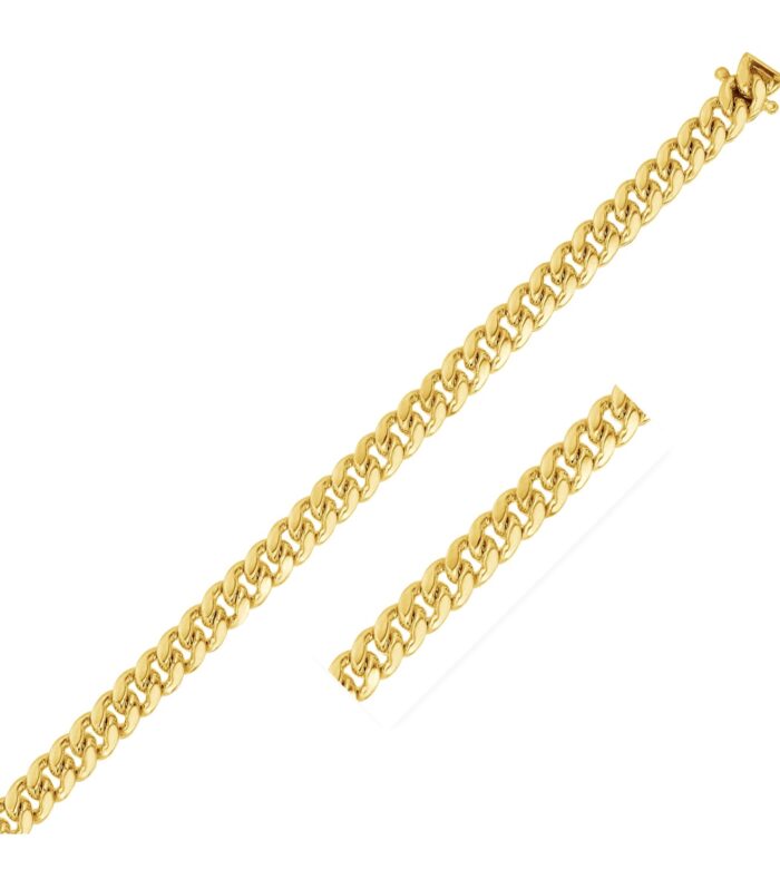 14k Yellow Gold Classic Miami Cuban Solid Bracelet (5.00 mm)