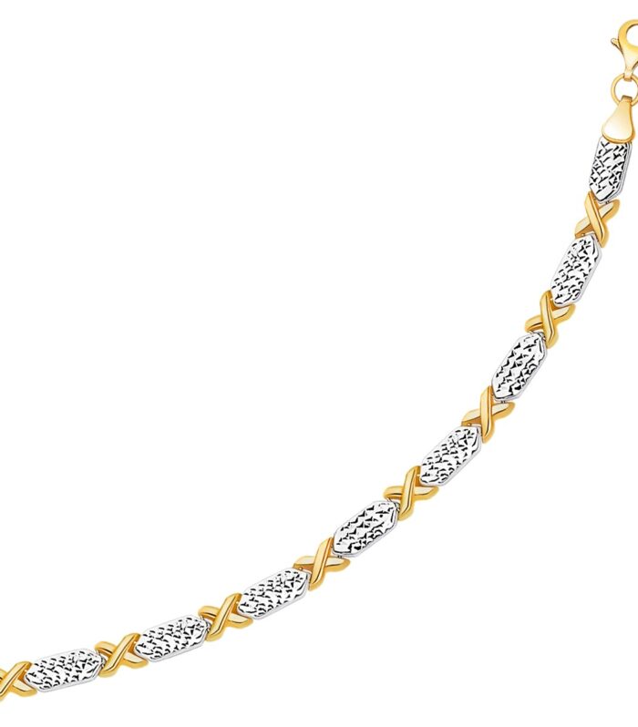 14k Two-Tone Gold Fancy X Line Bracelet (4.80 mm)