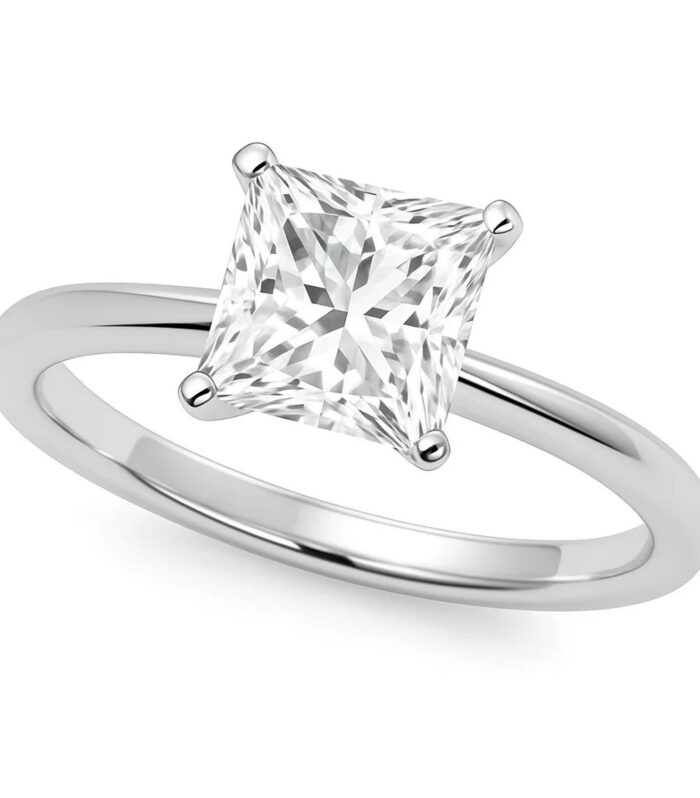 5 Carat Princess Lab Grown IGI G/VS1 Diamond Solitaire Ring in 14K White Gold