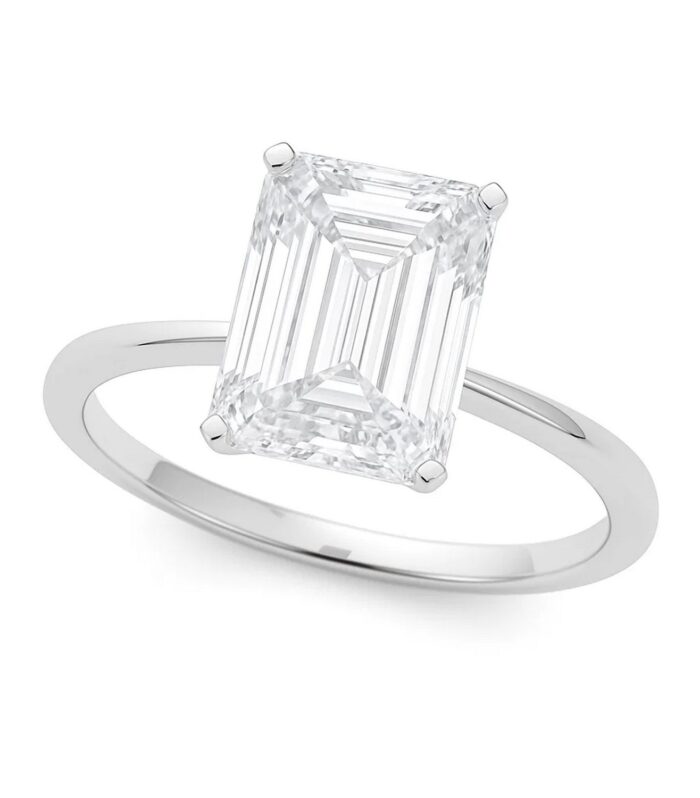 5 Carat Radiant Lab Grown IGI G/VS1 Diamond Solitaire Ring in 14K White Gold