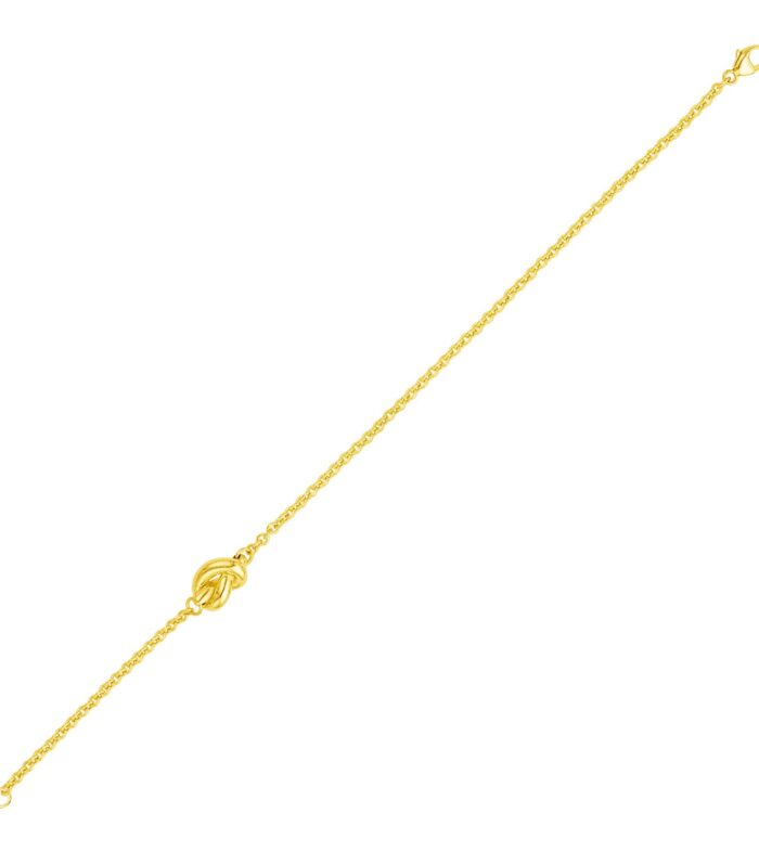 14k Yellow Gold Chain Bracelet with Polished Knot (7.50 mm)