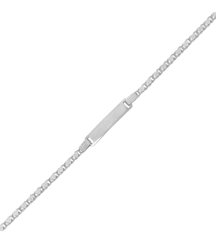 14k White Gold Childrens Heart Link ID Bracelet
