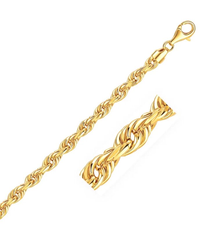 14k Yellow Gold Solid Diamond Cut Rope Bracelet (5.00 mm)