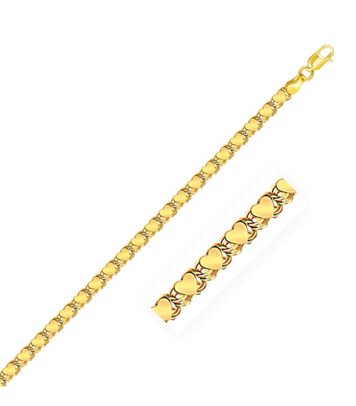 14k Yellow Gold Heart Bracelet (3.20 mm)