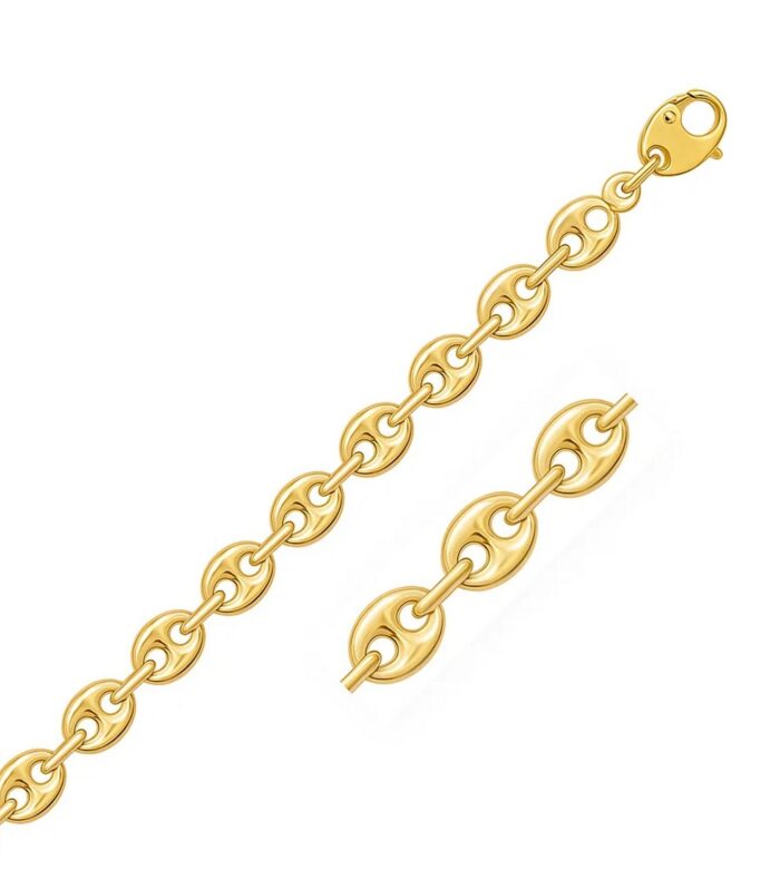14k Yellow Gold Puffed Mariner Link Bracelet (6.80 mm)