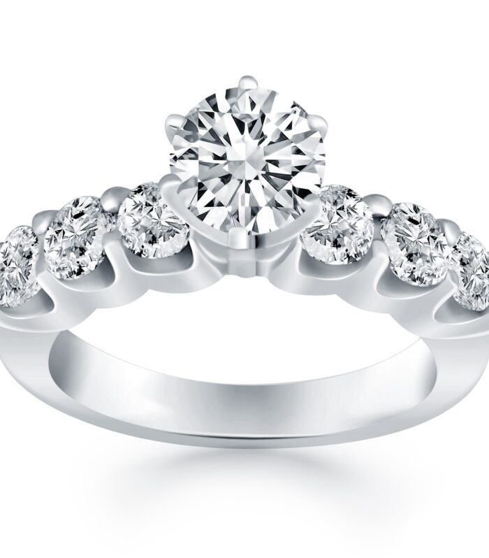 14k White Gold Shared Prong Diamond Engagement Ring