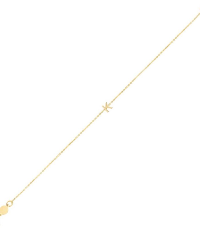 14K Yellow Gold Mini Initial K Bracelet