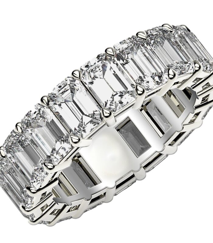 Emerald Cut Lab Grown Diamond Eternity Ring in 14k White Gold (8 cttw FG/VS2)