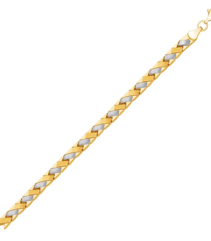 14k Two-Tone Gold Fancy Weave Bracelet with Contrasting Finish (6.35 mm)