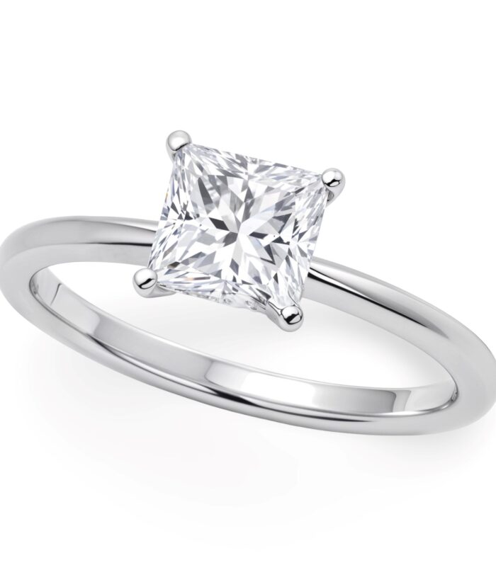 1 Carat Princess Lab Grown IGI G/VS1 Diamond Solitaire Ring in 14K White Gold