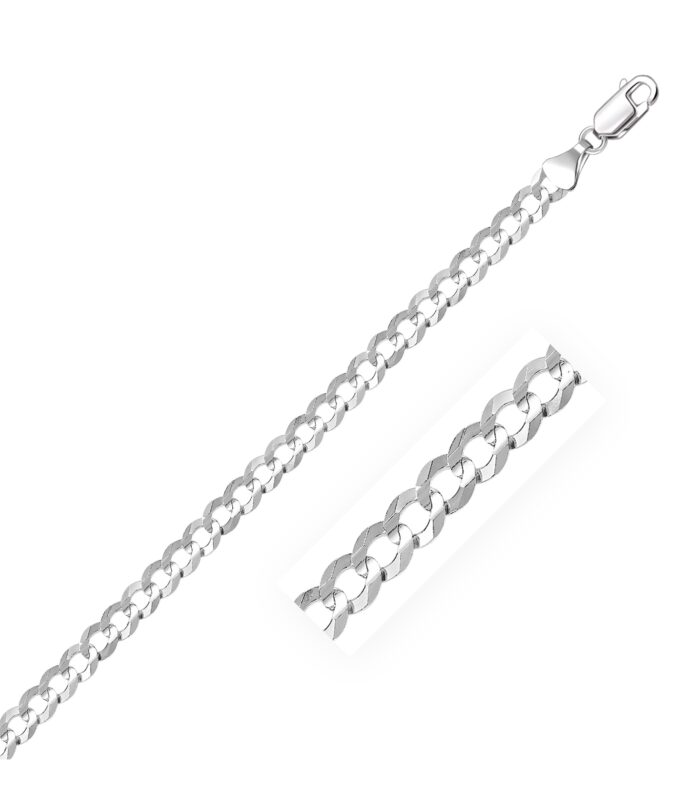 14k White Gold Solid Curb Bracelet (4.70 mm)