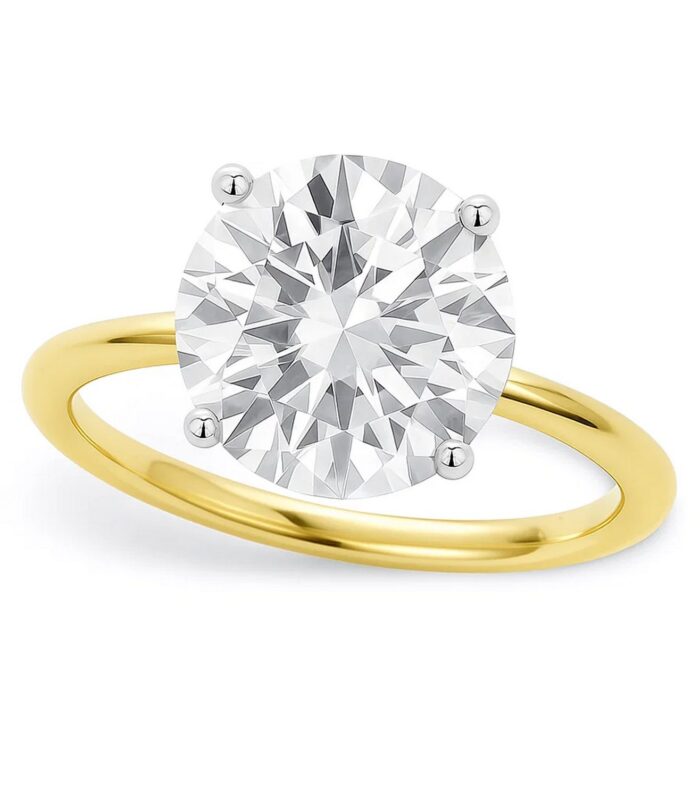 5 Carat Round Lab Grown IGI G/VS1 Diamond Solitaire Ring in 10K Yellow Gold
