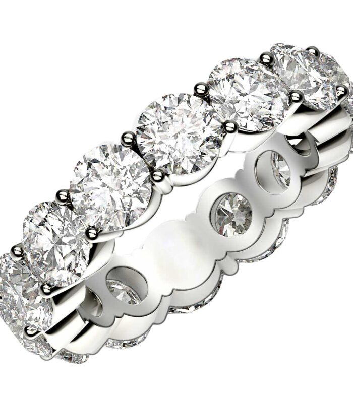 Round Cut Lab Grown Diamond Eternity Ring in 14k White Gold (6 cttw FG/VS2)