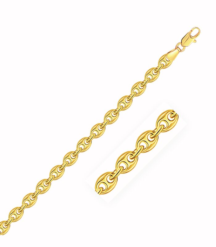 14k Yellow Gold Puffed Mariner Link Bracelet (4.70 mm)
