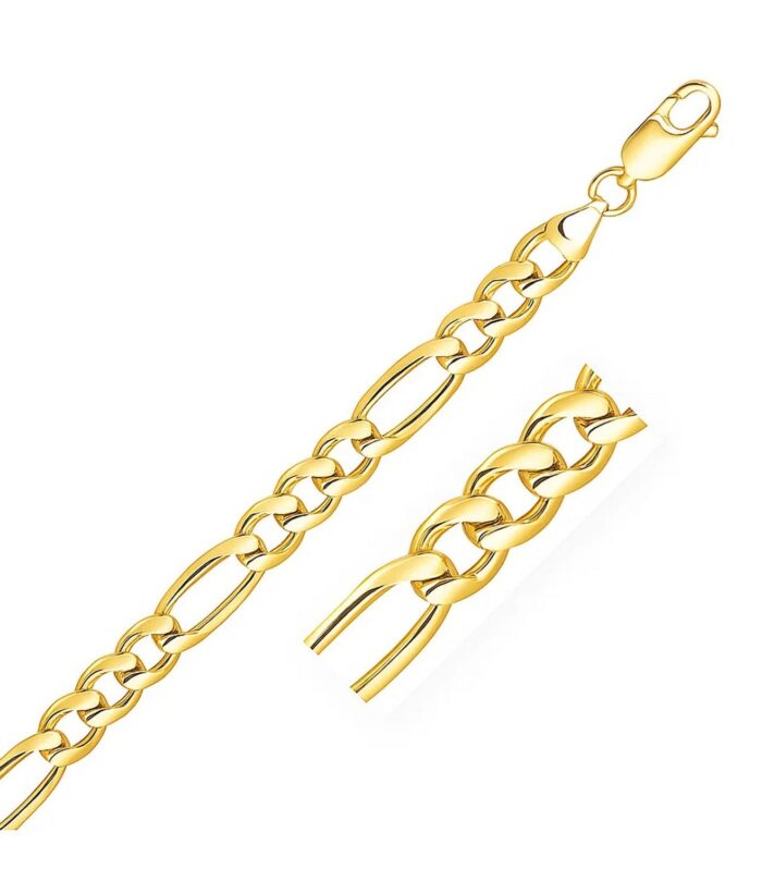 14k Yellow Gold Solid Figaro Bracelet (7.00 mm)