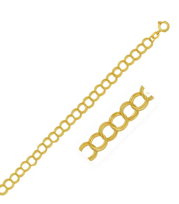 14k Yellow Gold Triple Link Charm Bracelet (5.00 mm)