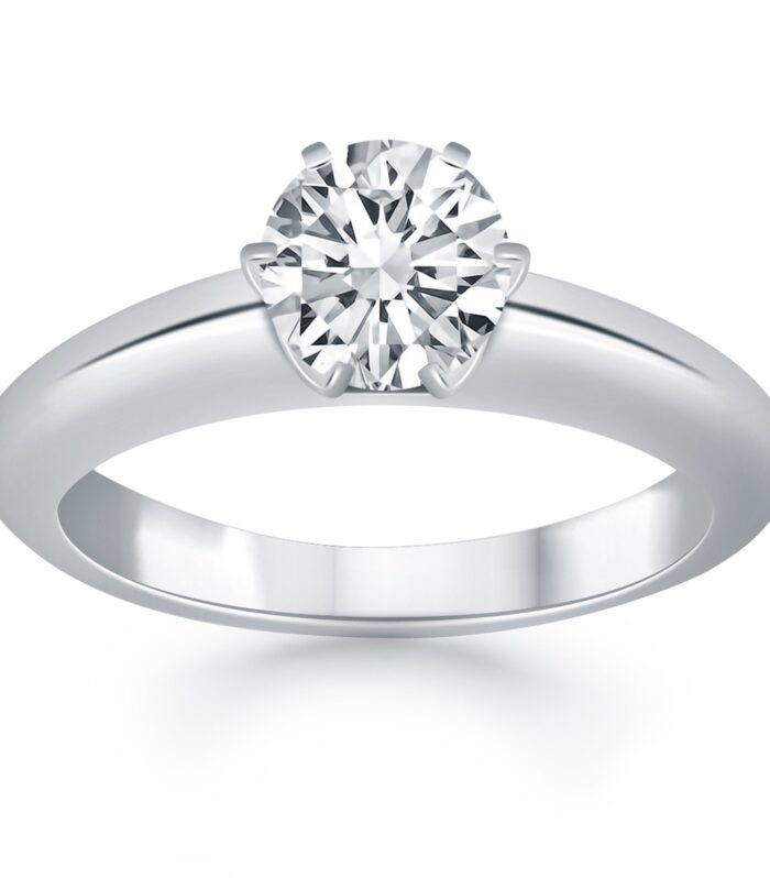 14k White Gold Solitaire Cathedral Engagement Ring