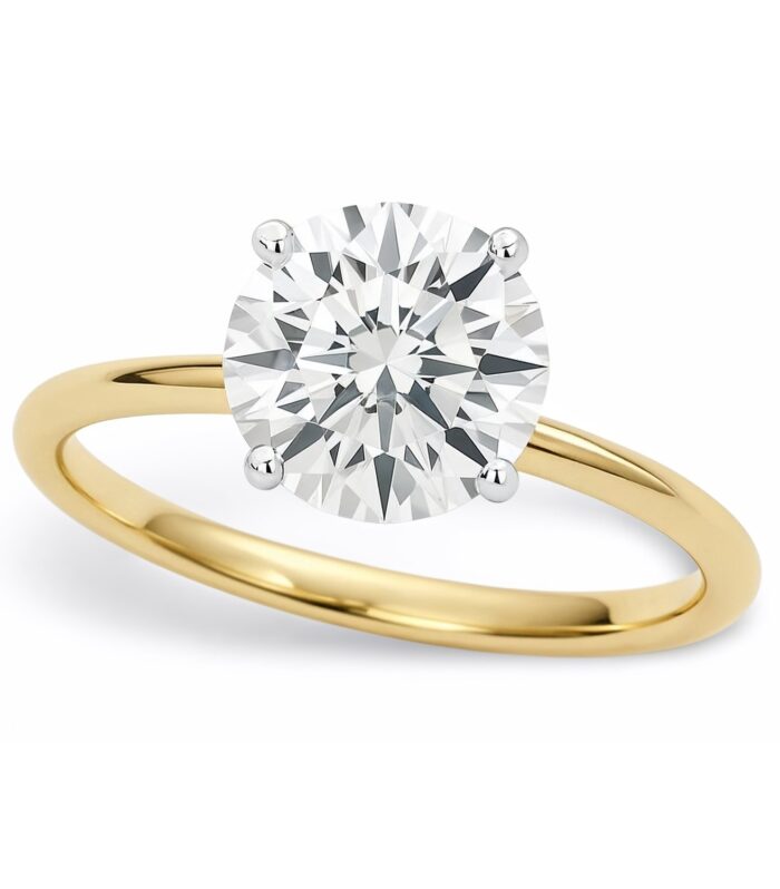1 1/2 Carat Round Lab Grown IGI G/VS1 Diamond Solitaire Ring in 10K Yellow Gold