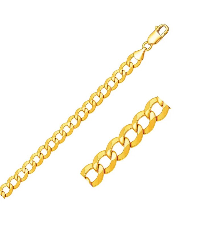 14k Yellow Gold Solid Curb Bracelet (10.00 mm)