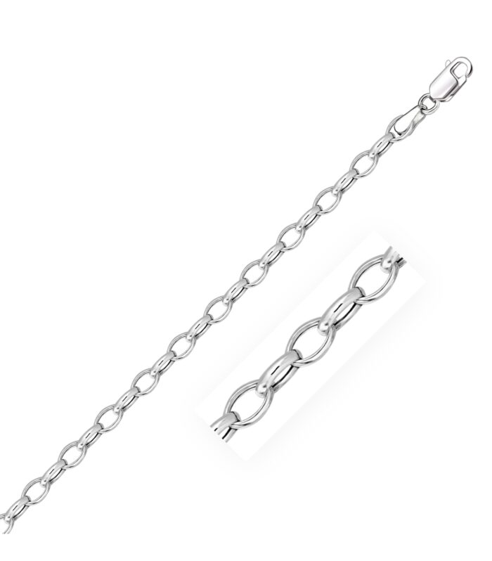 14k White Gold Oval Rolo Bracelet  (4.60 mm)