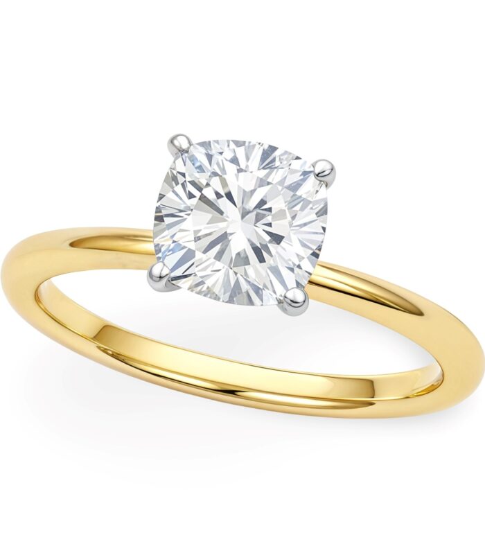 1.50Ct Cushion Lab Grown IGI G/VS1 Diamond Ring in 10K Yellow Gold