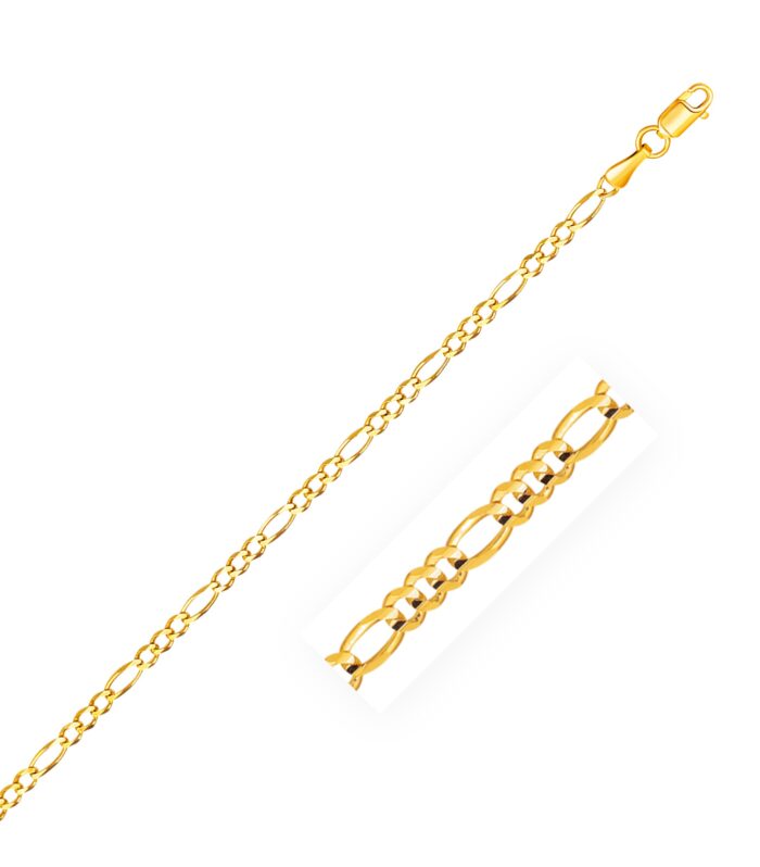 14k Yellow Gold Solid Figaro Bracelet (2.80 mm)